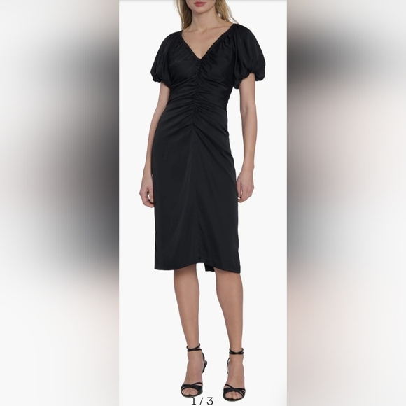 Maggy London Dresses & Skirts - Maggy London Womens Puff Sleeve Below The Knee Women's Dress with Ruching size 0